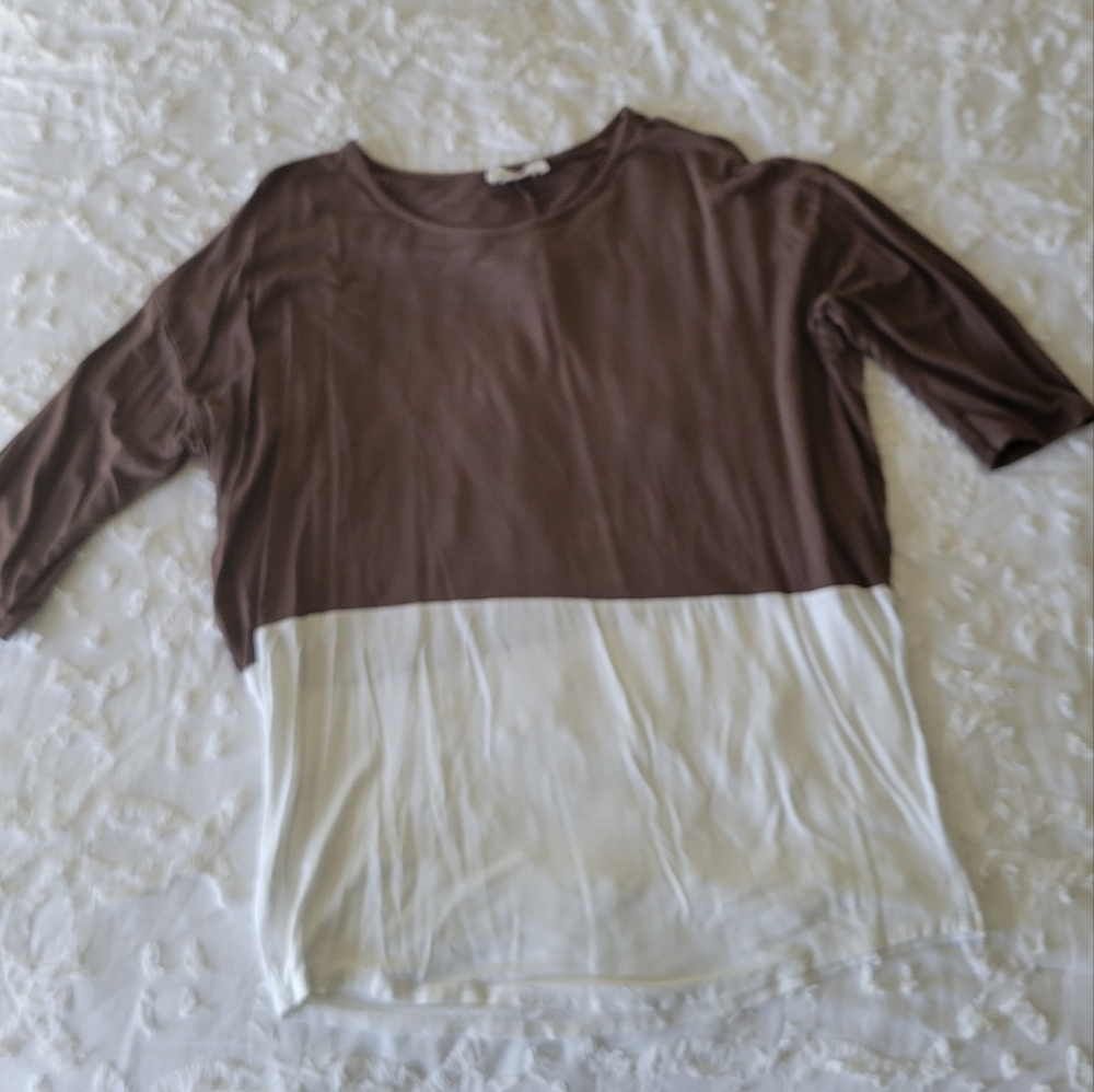 Brown & cream two tone top